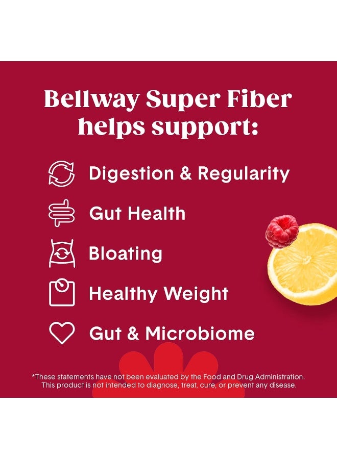 Bellway Super Fiber Powder + Fruit, Sugar Free Organic Psyllium Husk Powder Fiber Supplement For Regularity, Bloating Relief & Gut Health, Non-Gmo, Plant-Based, Raspberry Lemon (13.8 Oz) - Image 2